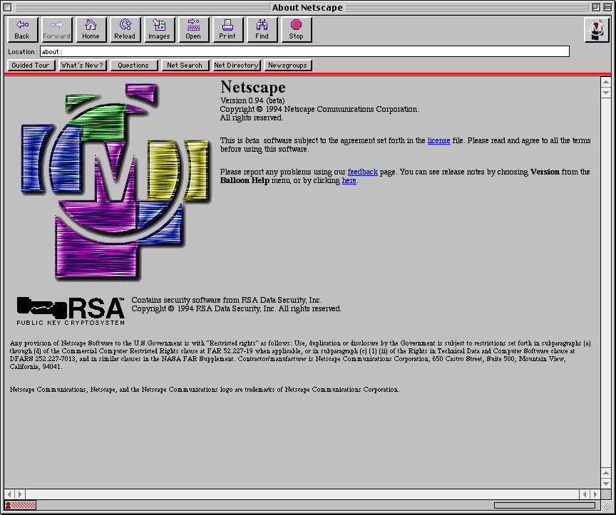 Mosaic Netscape 0.94 Beta for Mac (1994)